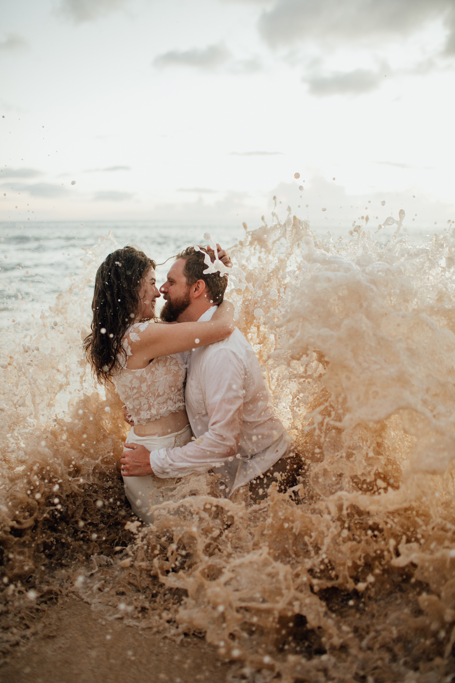 Viral Wave Crashing Bridal Session // Oahu, Hawaii